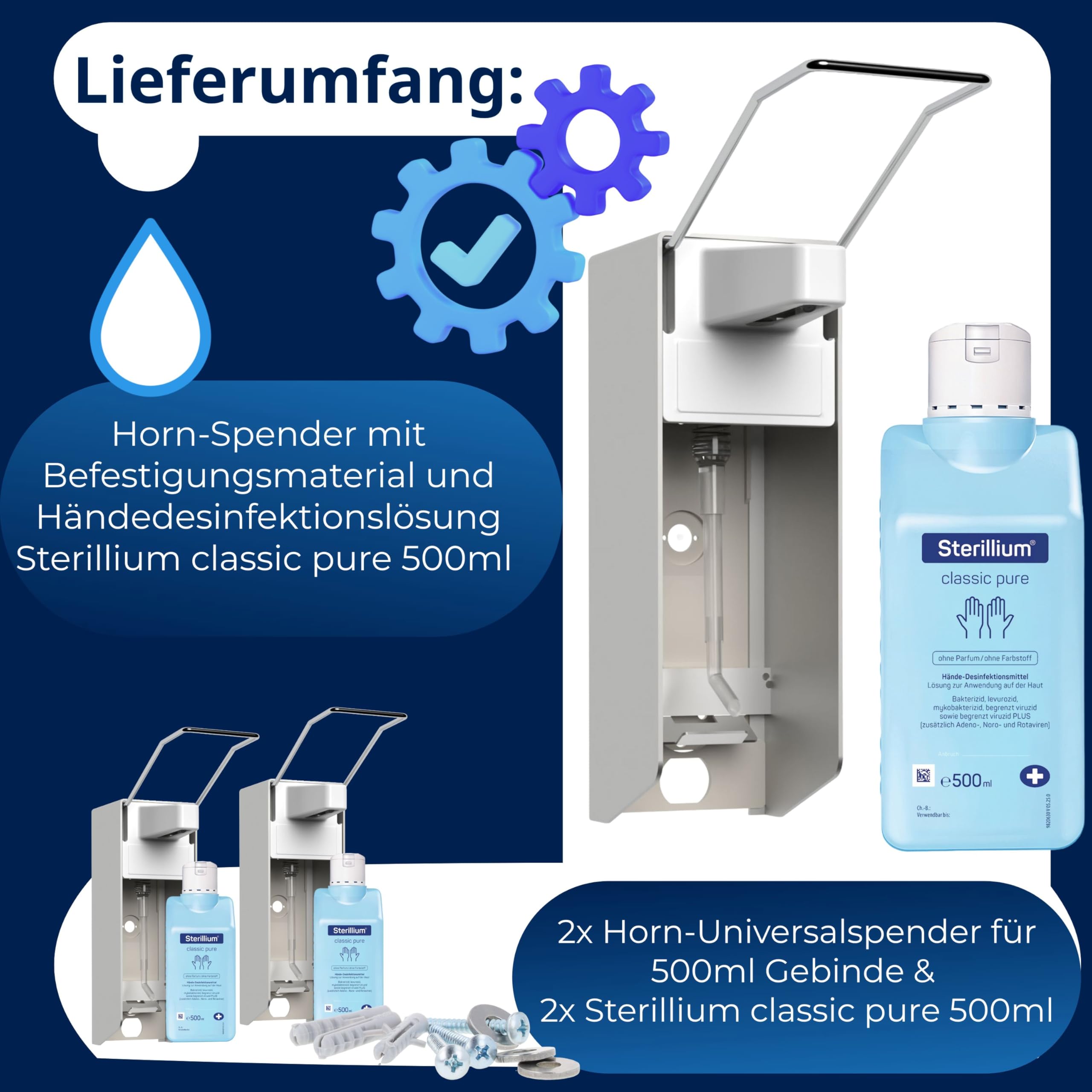 horn-medical-langarm-wandspender-aluminium-starterset-mit-sterillium-classic-pur-3 image 5