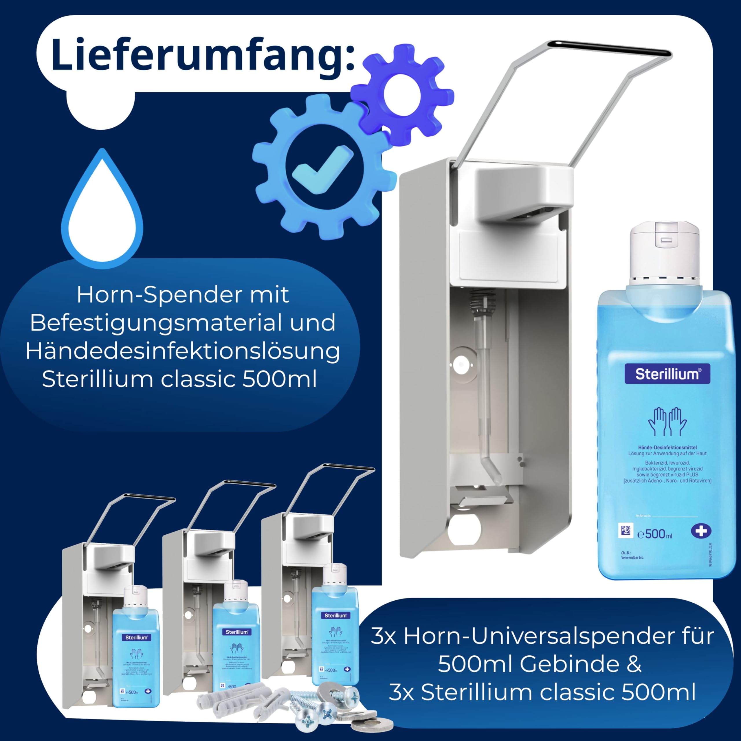 horn-medical-langarm-wandspender-aluminium-starterset-mit-3x-sterillium-500-ml image 5