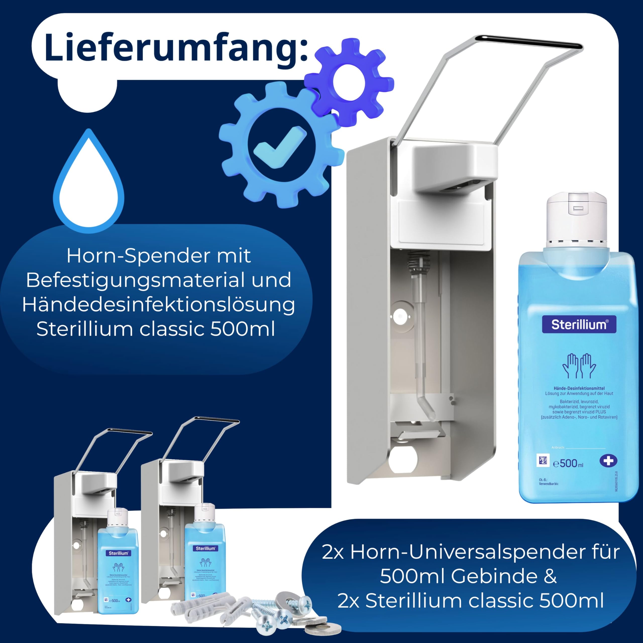 horn-medical-langarm-wandspender-aluminium-starterset-mit-2x-sterillium-500-ml image 5