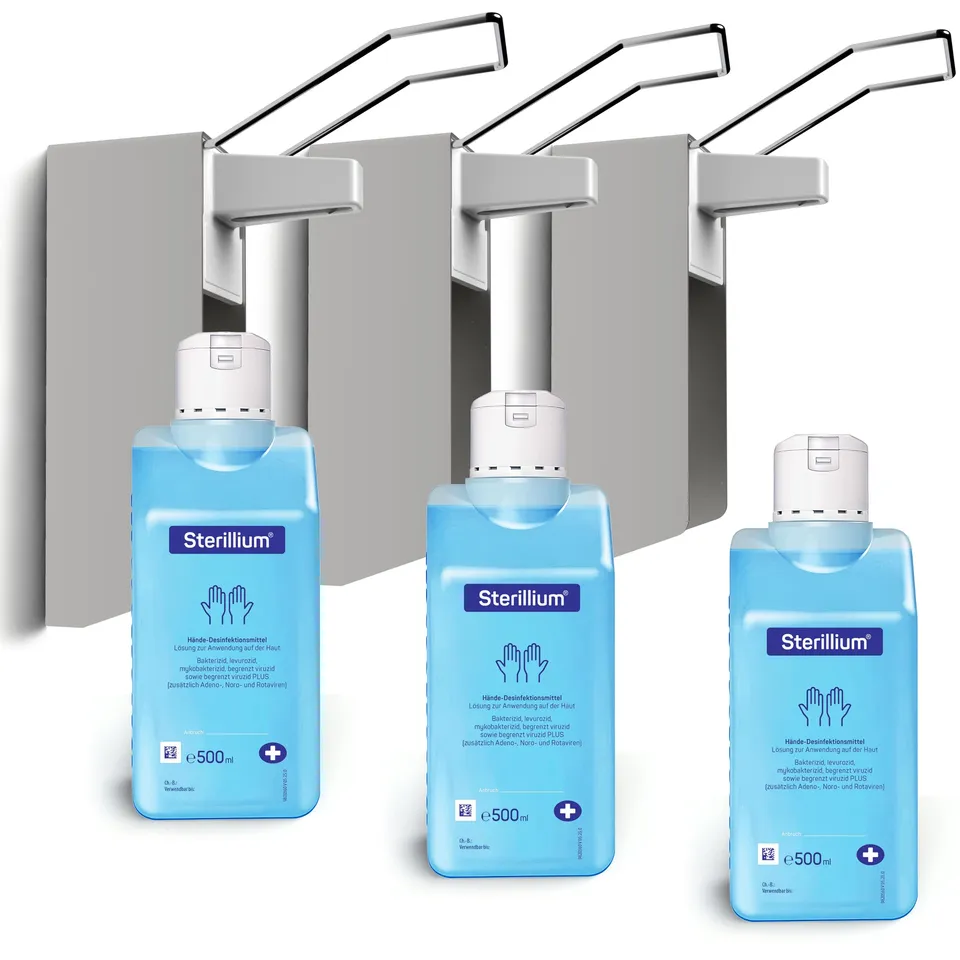 horn-medical-langarm-wandspender-aluminium-starterset-mit-3x-sterillium-500-ml image 1