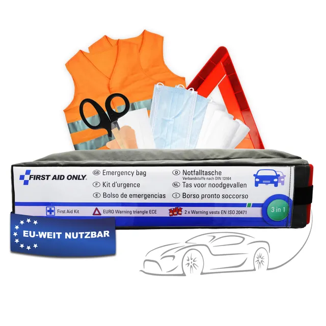 first-aid-only-p-10021-auto-verbandtasche-din-13164-3in1-mit-warndreieck-2-warnw image 1